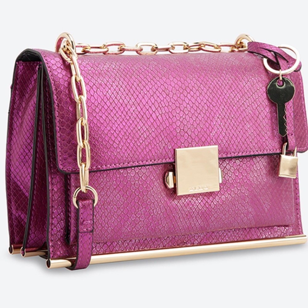 Aldo Valstrona Fuchsia Crossbody Bag with Gold Accents